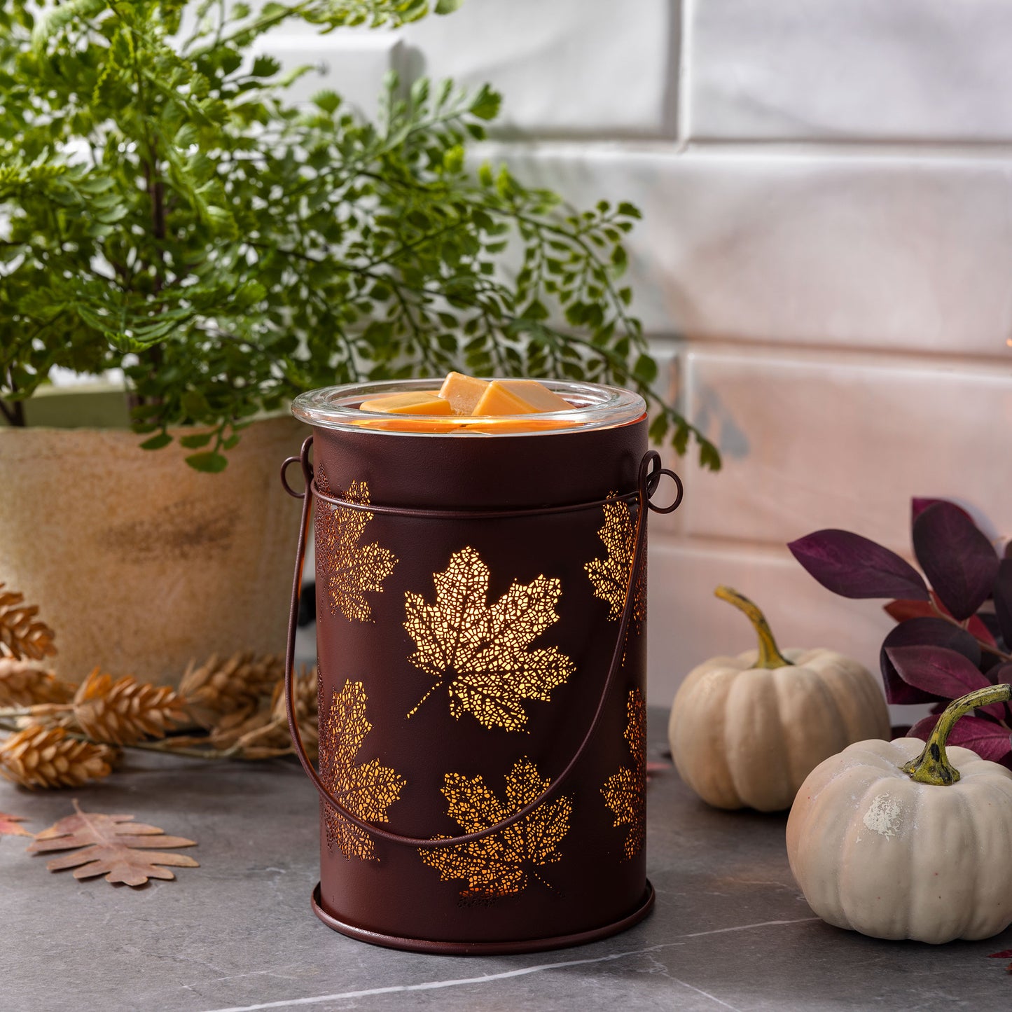 Fall Leaves Vintage Style Bulb Illumination Fragrance Warmer