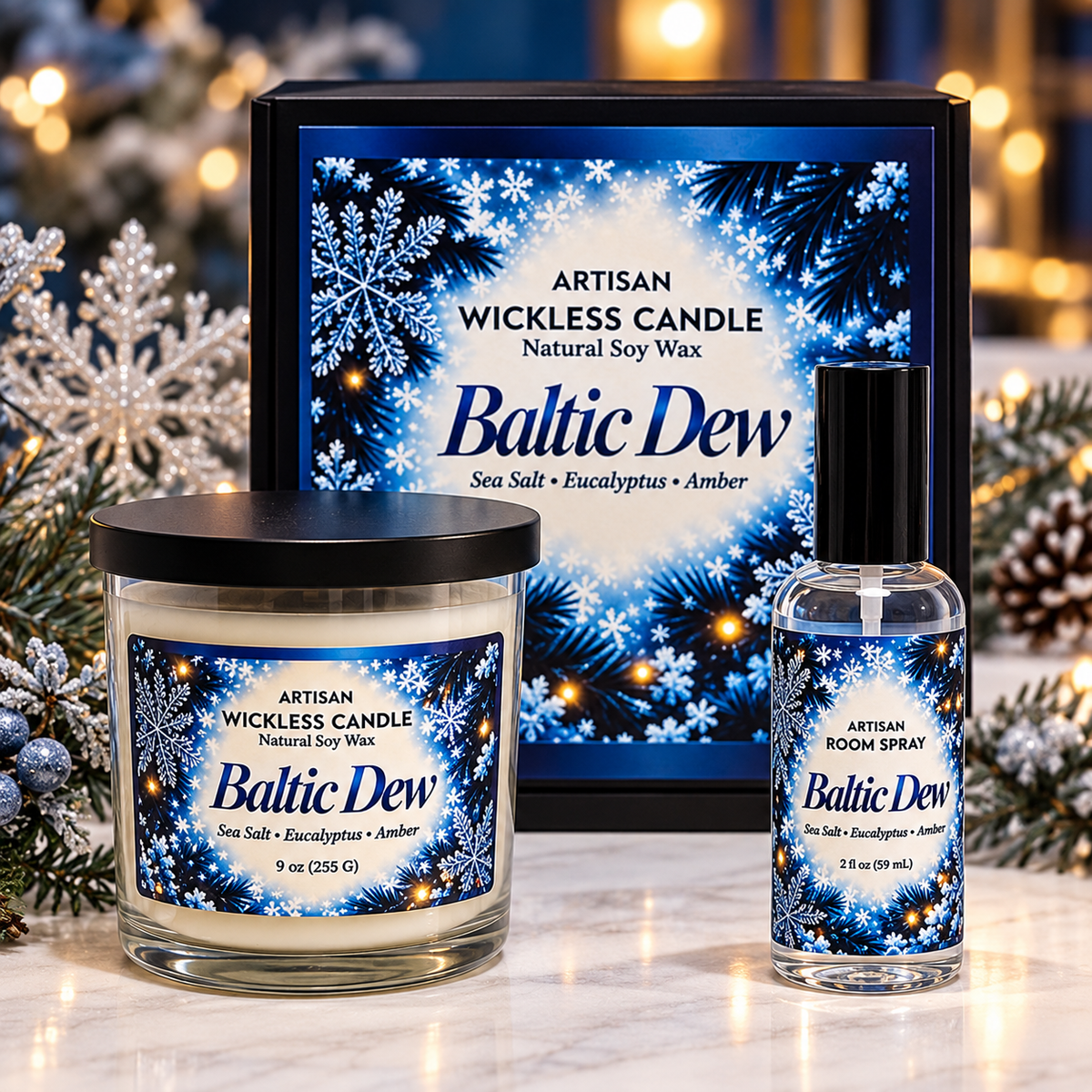 Baltic Dew | Artisan Wickless Candle & Room Spray Set