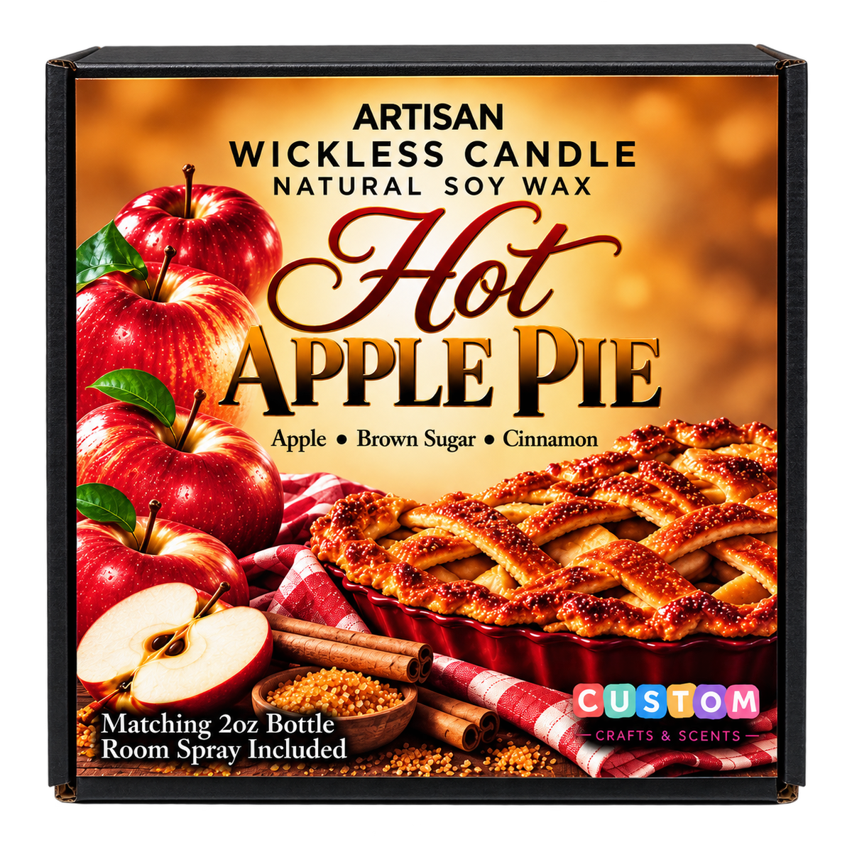 Hot Apple Pie | Artisan Wickless Candle & Room Spray Set